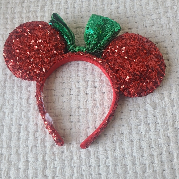 Disney Parks Christmas red sequin Minnie Mouse Ears One Size Fits Most - Picture 2 of 6